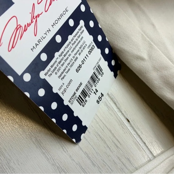 Marilyn Monroe Slim Elastic Pants, Women's Size 14, Beige NEW MSRP $54 - Picture 9 of 9